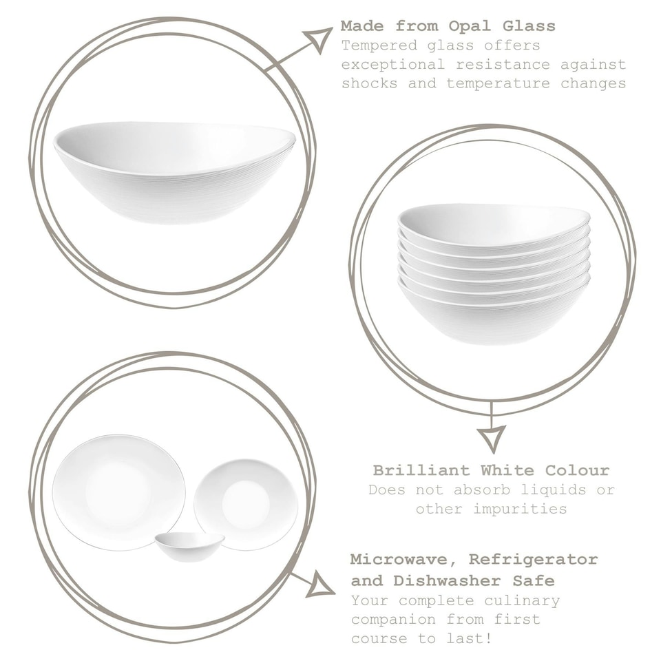 image 1 of Bormioli Rocco Prometo Glass Serving Bowls - 15cm - White - Pack of 6 White