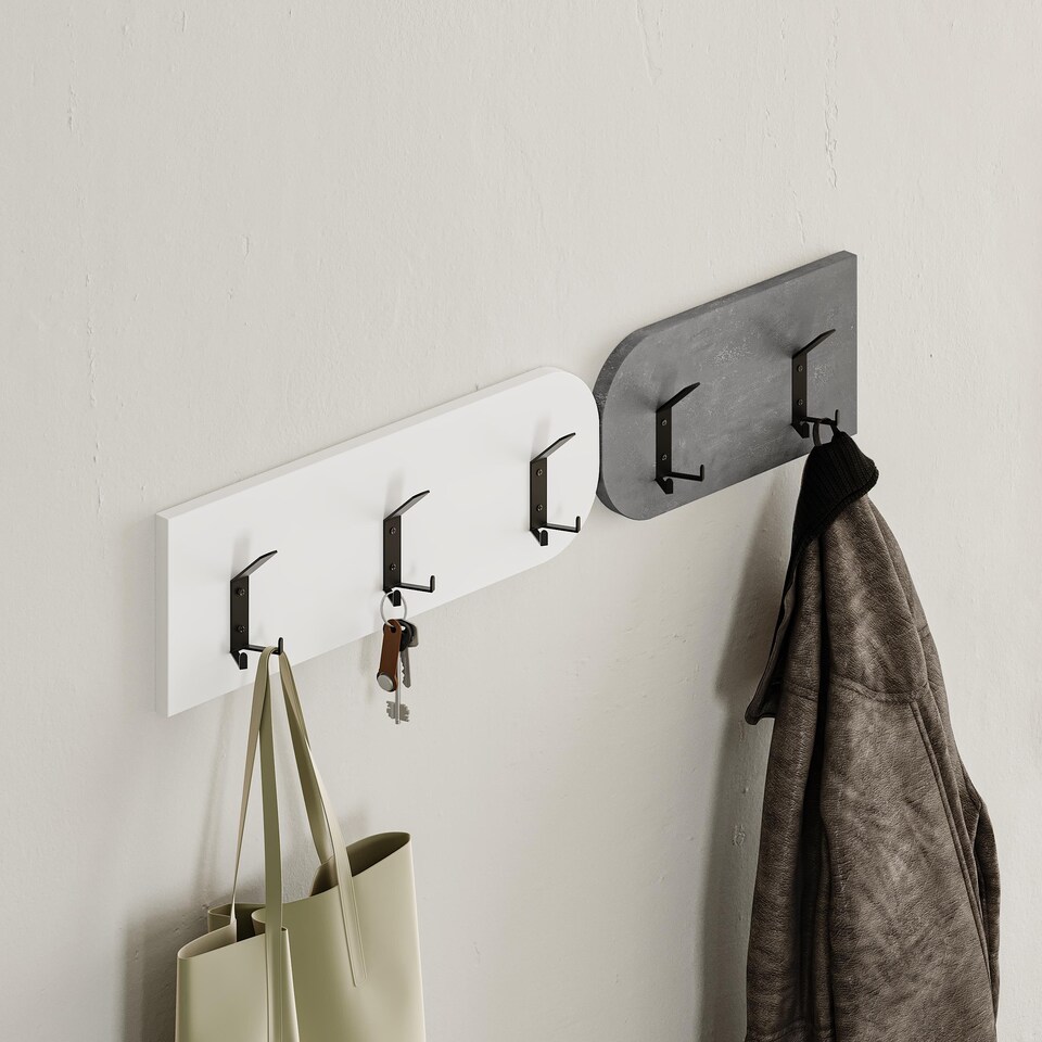 image 1 of Decortie Moni Shoe Cabinet with Hooks 105x52cm White Retro Grey