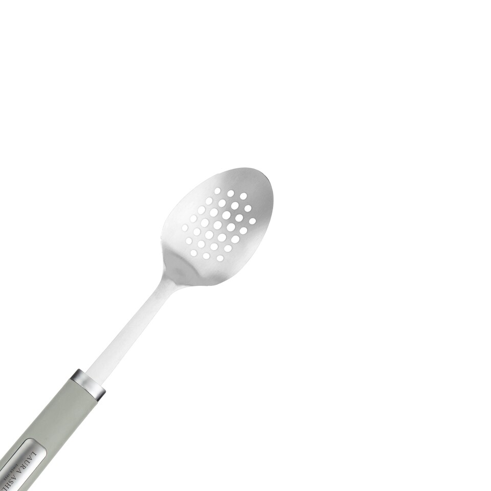 image 1 of Pendeford Sage Leaf 13-Inch Stainless Steel Slotted Spoon with Soft Touch Handle – Sturdy & Easy-to-Clean Cooking Essential