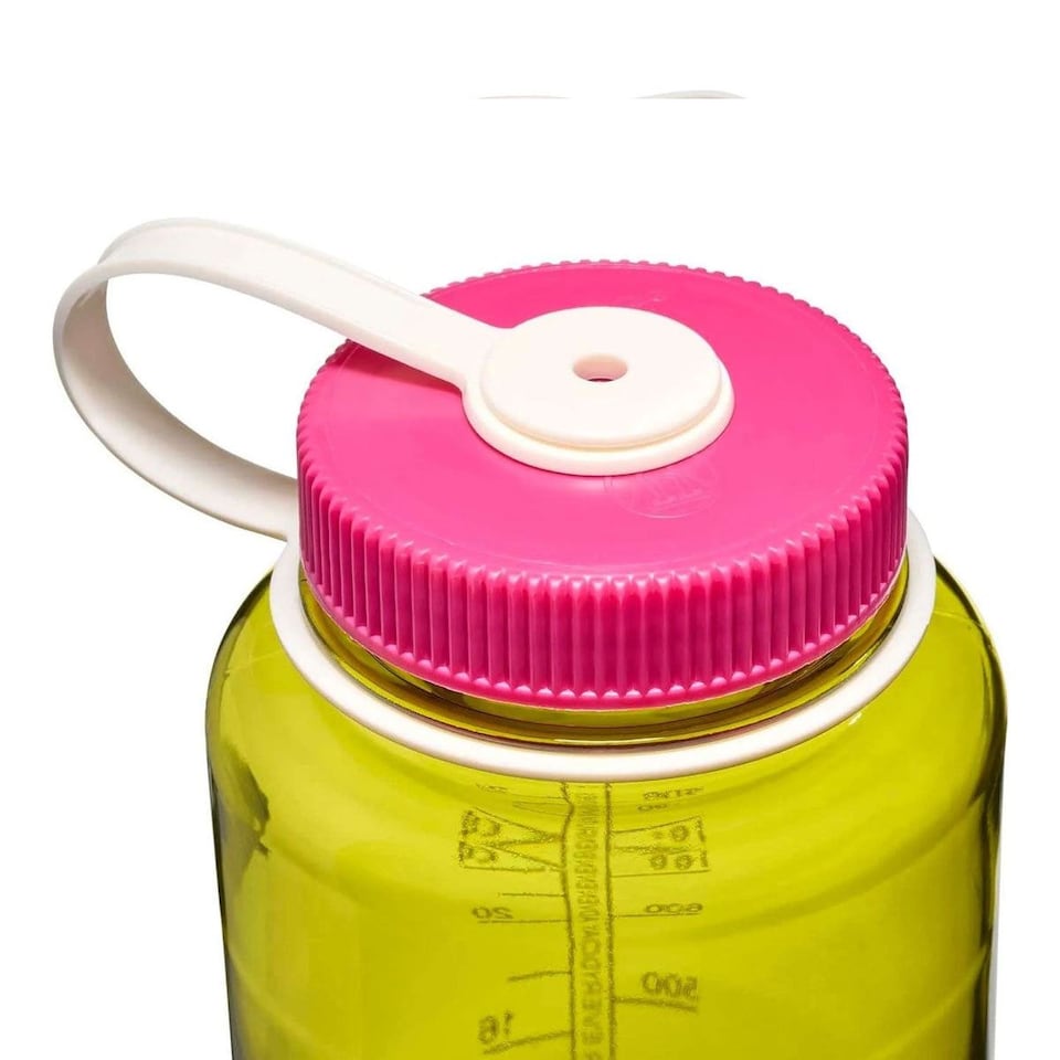image 1 of Nalgene Wide Mouth 1L Tritan Renew Water Bottle - Endive - Fuchsia Purple Cap