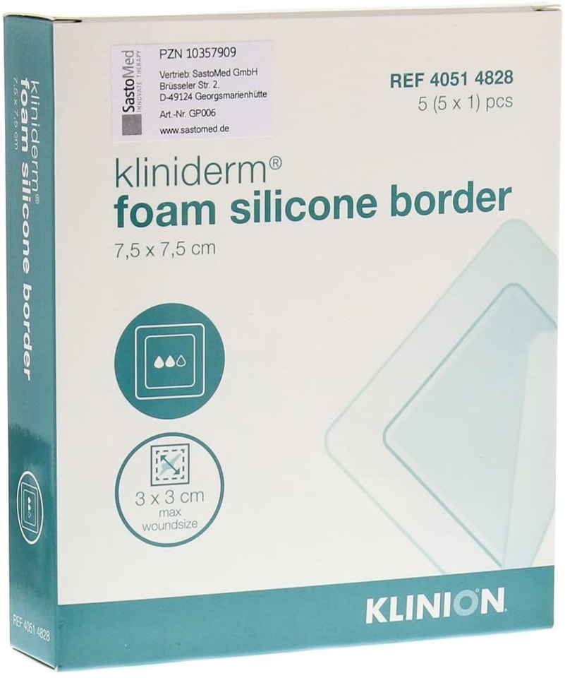 image 1 of Kliniderm Silicone Border Dressing 7.5cm x 7.5cm Pack of 5