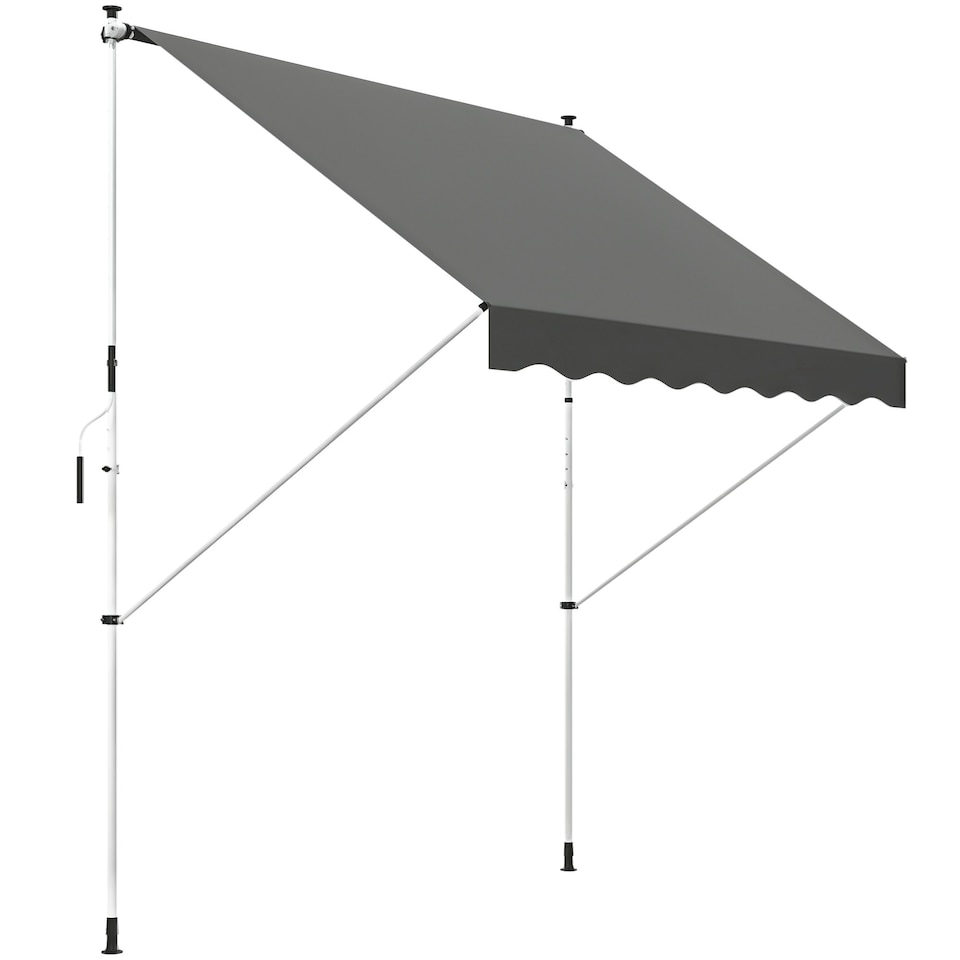 image 1 of Outsunny 3 x 1.5 m Retractable patio Awning Floor-to-ceiling shade, Grey | Grey | 1