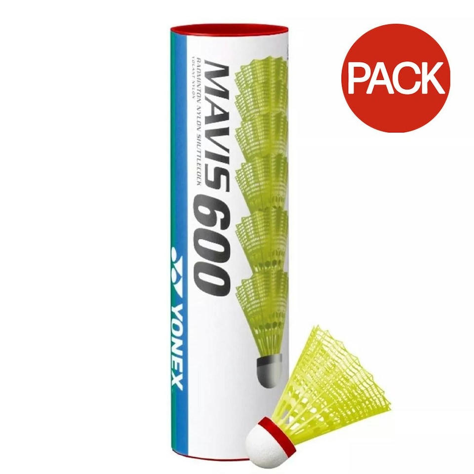 Yonex Mavis 600 Shuttlecock (Pack of 6) - Yellow - One Size