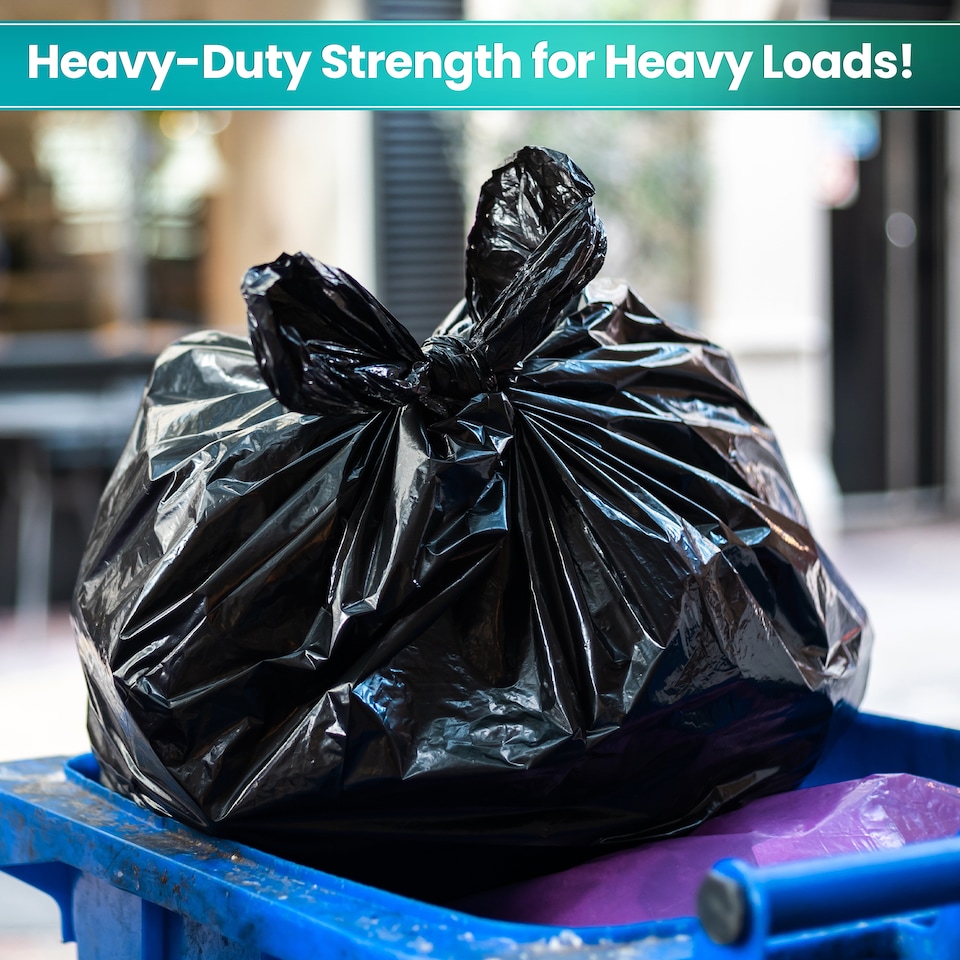 image 1 of 90L Capacity Black Bin Liners, Garden Bin Bags - 60cm x 90cm, 50pcs