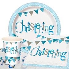 Christening Blue Theme 8 Person Value Party Pack