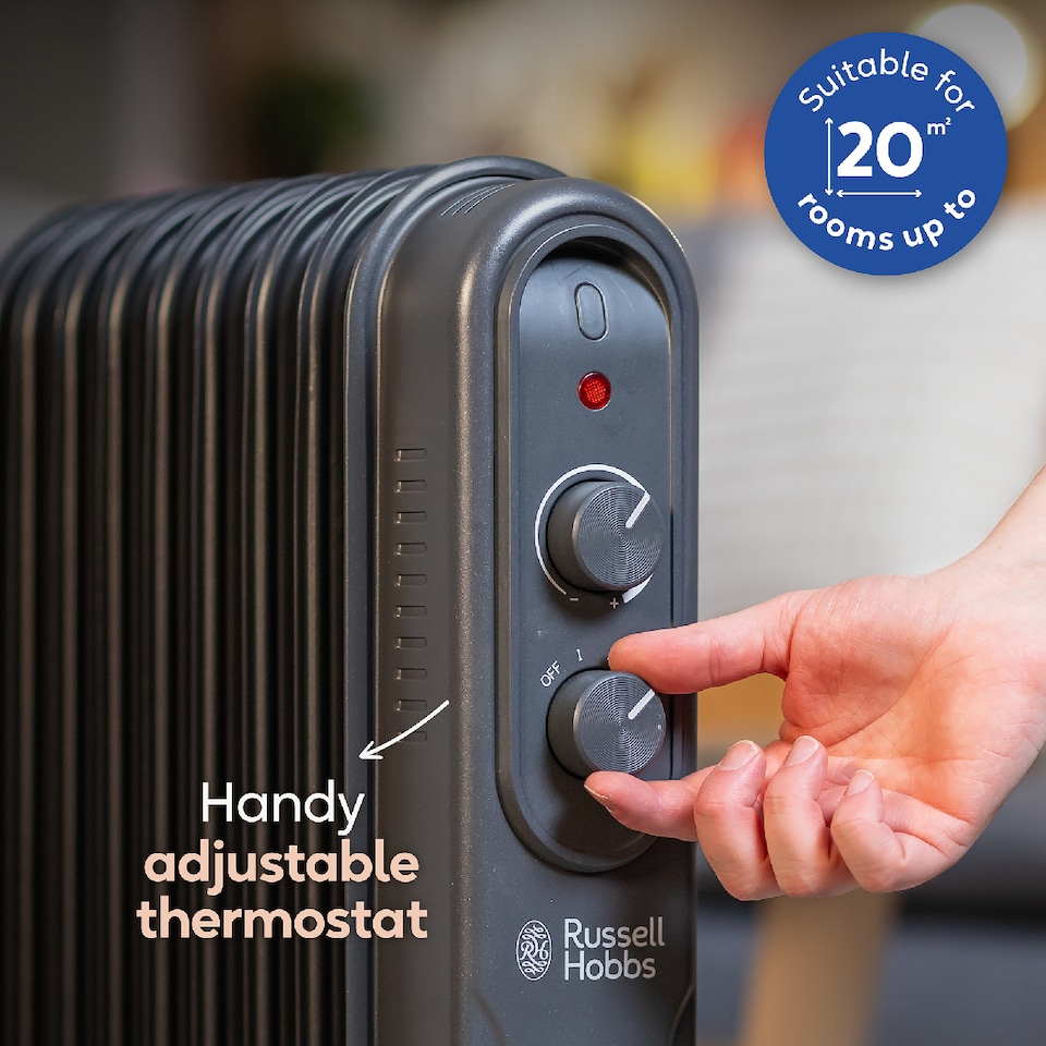 image 1 of Russell Hobbs RHOFR9004A 2kW 9-fin Oil Filled Radiator in Matt Anthracite