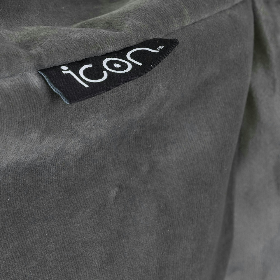 image 1 of icon Kota Velvet XL Bean Bag Sofa & Lounger Set Grey Bean Bag Chair Grey
