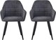 image 3 of Set of 2 Faux Suede Leather Dining Chairs with Arms Adrian Dark Grey