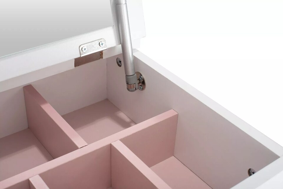 image 1 of Dressing Vanity Table Mirror Make Up Storage Pink Compartments Drawers Bedroom | White | Diana