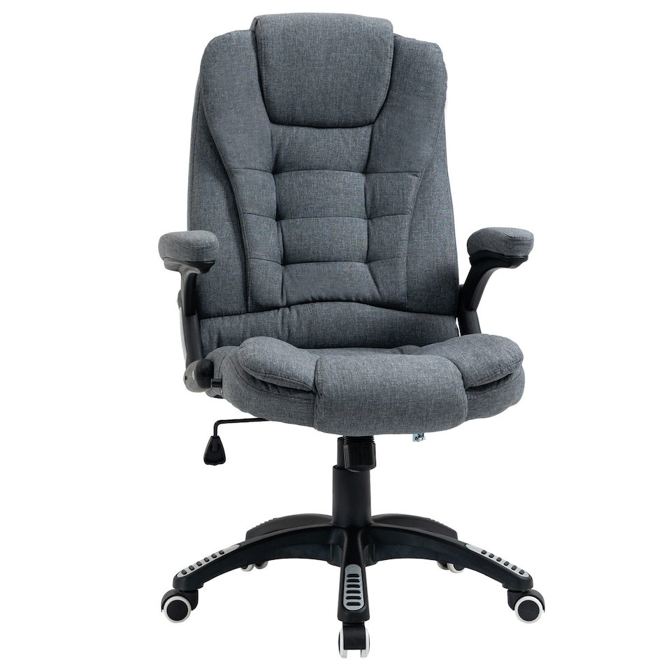 image 1 of Vinsetto High Back Home Office Chair Swivel Linen Fabric Desk Chair, Dark Grey