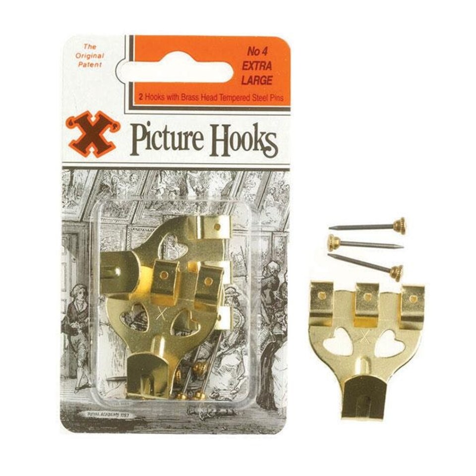 X Picture Hooks No 4 Brass Plated 2pk - One Colour - One Size