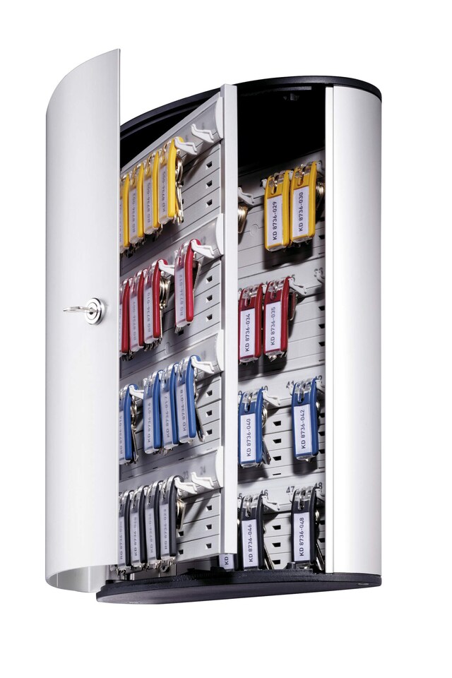 image 1 of Durable Key Safe 48 Lock Box | Holds 48 Keys | Includes 6 Key Clips | Silver