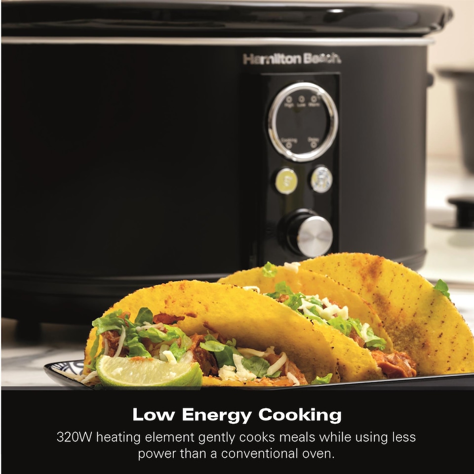 image 1 of Hamilton Beach 6.5L Digital Oval Slow Cooker Black