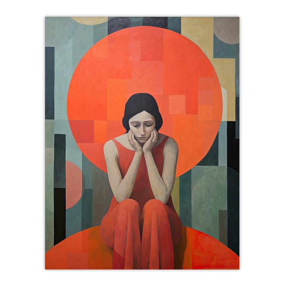 image 1 of Womens Troubles Orange Moon Portrait Home Decor Black Framed Wall Art Print A4