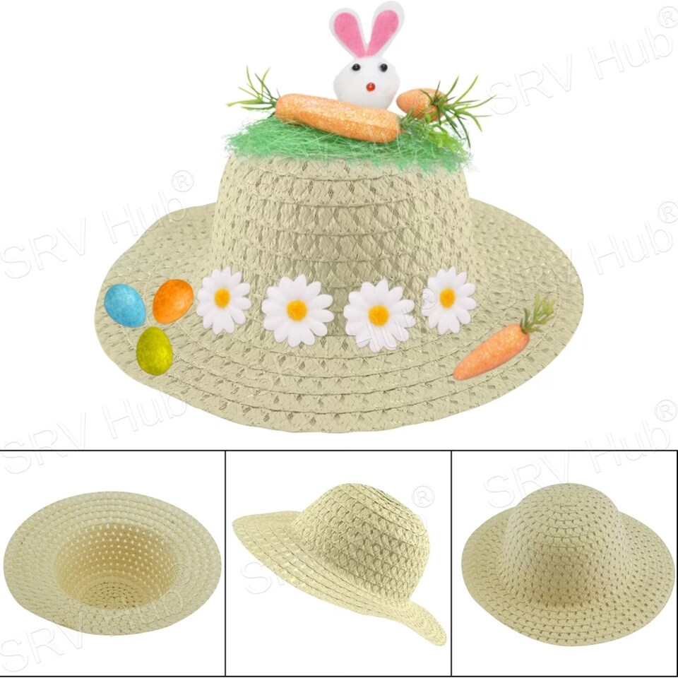 image 1 of Children's Pale Yellow Easter Fancy Dress Bonnet