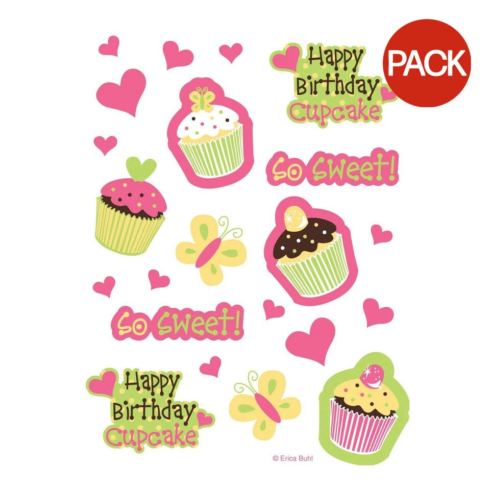 Creative Party Sweet Treats Happy Birthday Sticker Sheet (Pack of 4) - Multicoloured - One Size