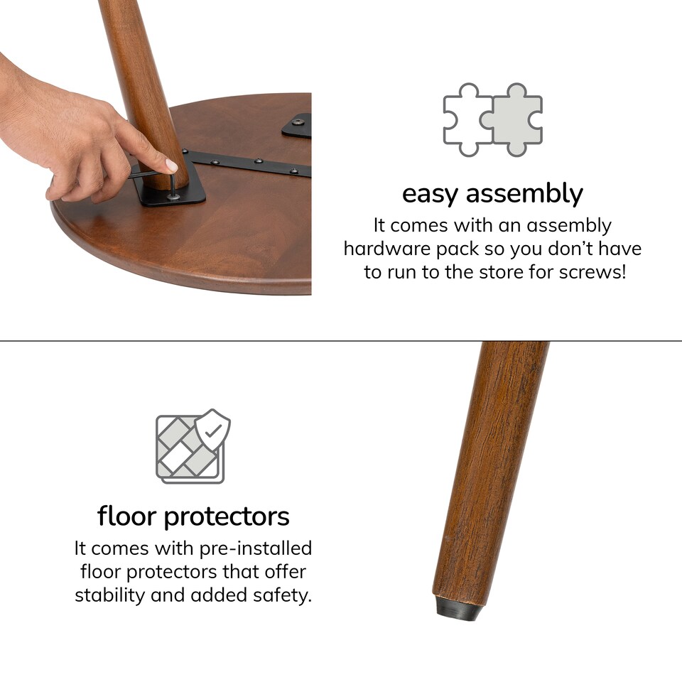 image 1 of Judy Round Solid Mango Wood Side Table with Tripod Legs for Bedroom