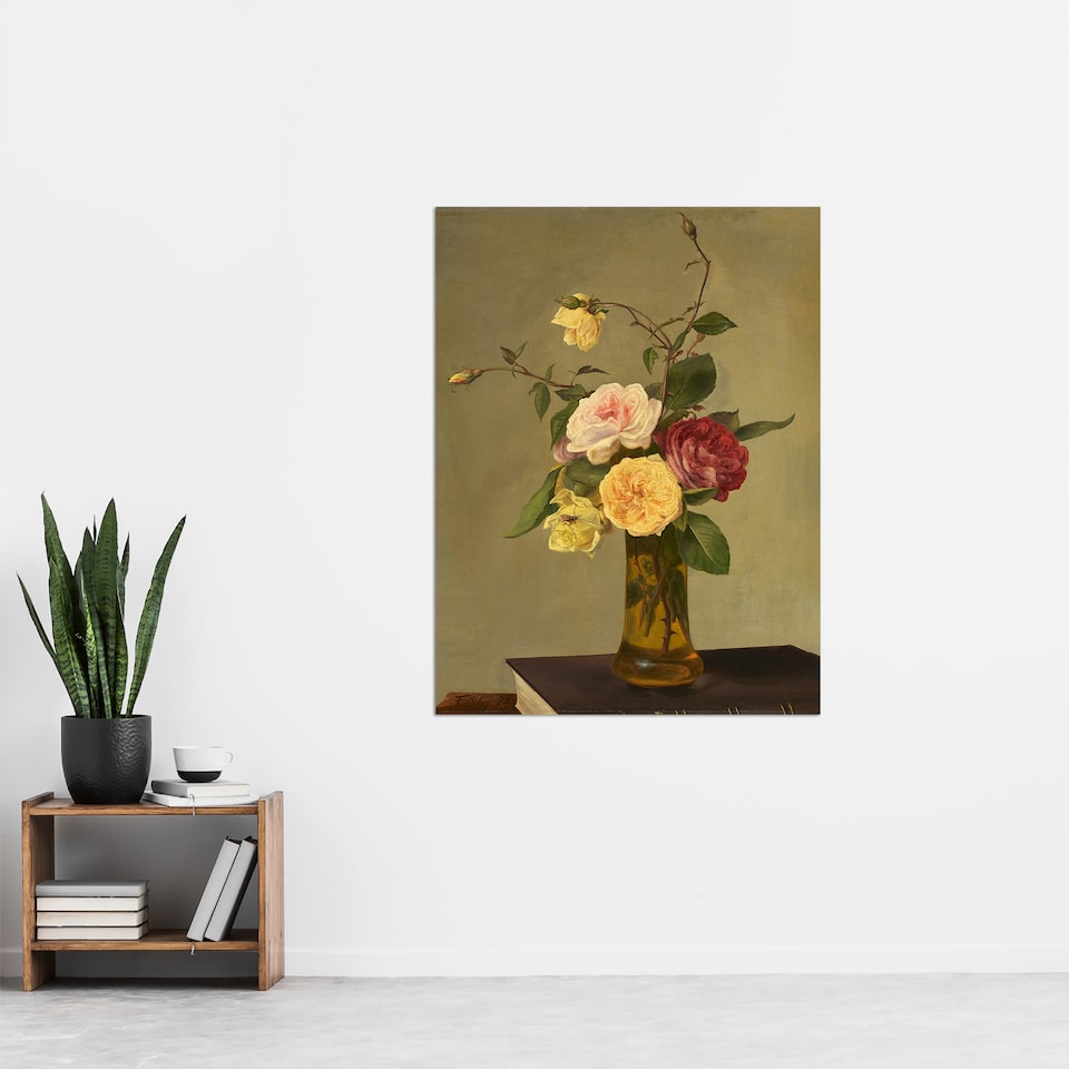 image 1 of Still Life Bouquet Roses in a Vase Latour Huge Wall Art Poster Print