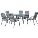 image 1 of Outsunny 7 Pieces Garden Dining Set, Outdoor Rectangular Dining Table and 6 Cushioned Armchairs, Tempered Glass Top Table w Umbrella Hole, Texteline Seats, Grey