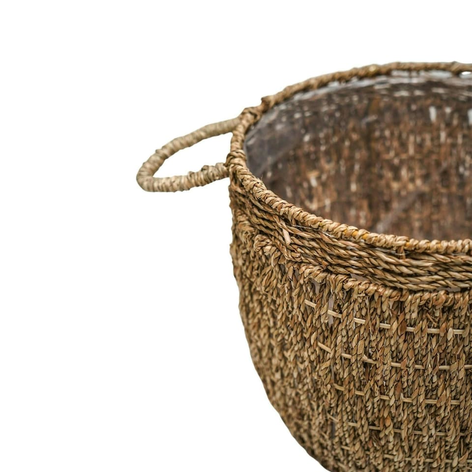 image 1 of Seagrass Lined Basket Natural Set of 2 N/A