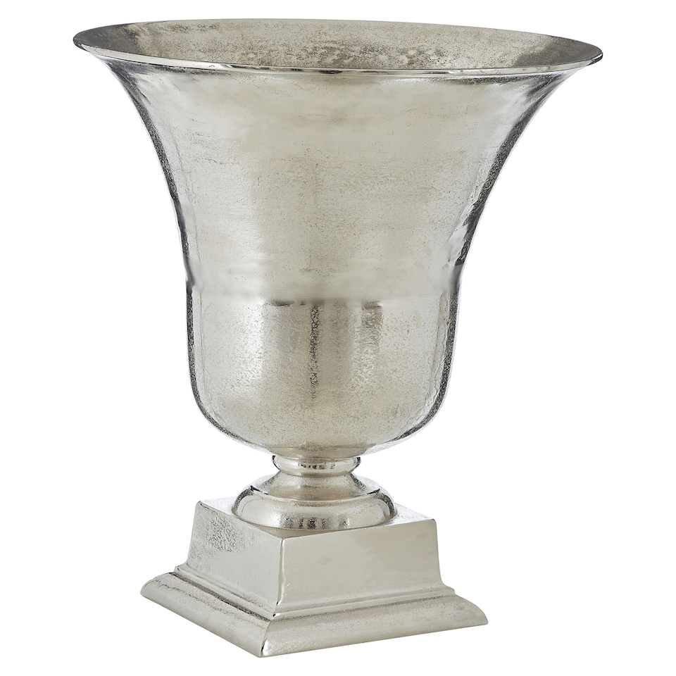 image 1 of Interiors By Premier Elegant Large Silver Finish Fluted Vase, Durable Cermaic Flower Vase, Striking Design Vase For Bedroom Silver