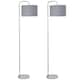 image 2 of First Choice Lighting Set of 2 Chrome Arched Floor Lamps with Grey Cotton Shades Chrome | Grey