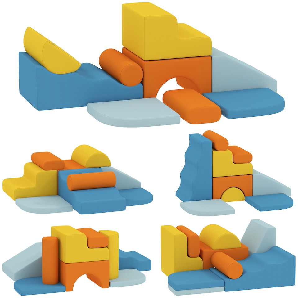 image 1 of AIYAPLAY 9-Piece Soft Play Set, Toddler Climb and Crawl Foam Blocks with Detachable Cover, Indoor Kids Soft Play Equipment for Sensory Motor Skills, Multicoloured