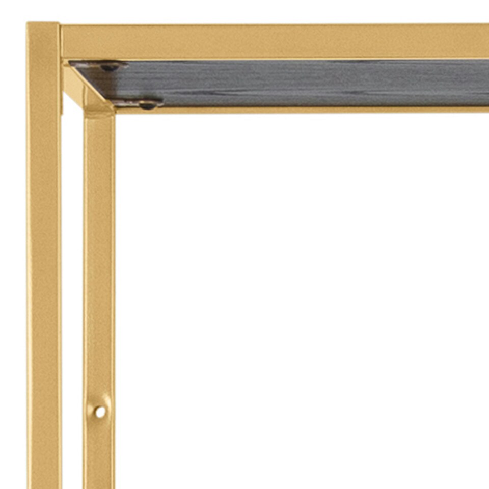 image 1 of Seaford Tall Gold Metal Bookcase with 5 Black Shelves