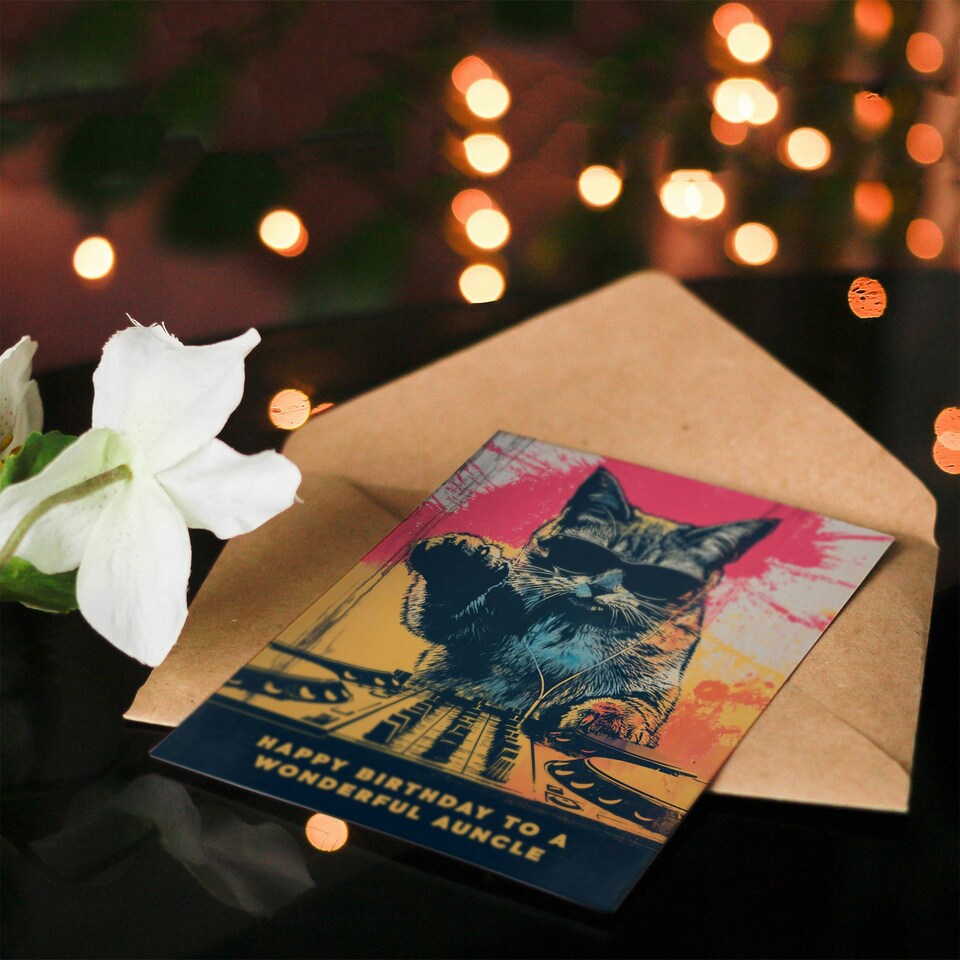 image 1 of Wonderful Auncle Grunge DJ Lover Vinyl Decks Birthday Card