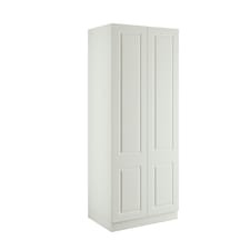 Classic Square Panel White Double Wardrobe with Shelves White