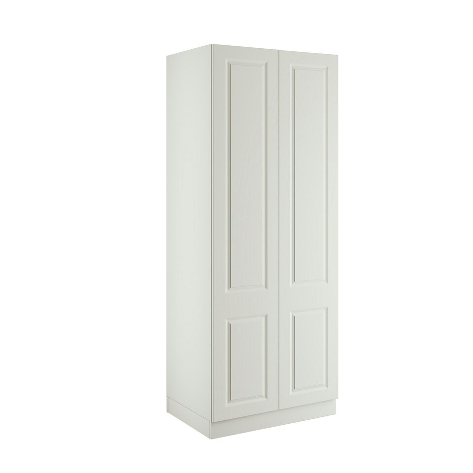 image 1 of Classic Square Panel White Double Wardrobe with Shelves White