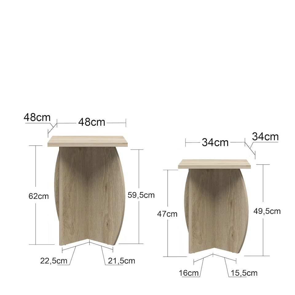 image 1 of Voler End Table Light Oak Set of 2 | Multi