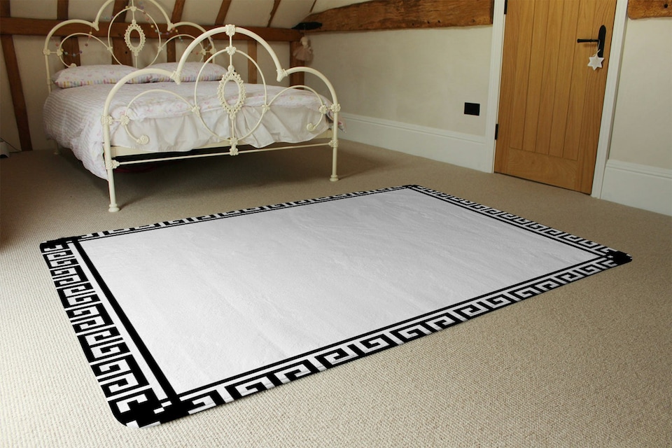 image 1 of Greek Key Border Frame (Rug) | White | XL