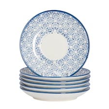 Nicola Spring Hand-Printed Sauce Dishes - 10cm - Navy - Pack of 3 | Blue | Blue