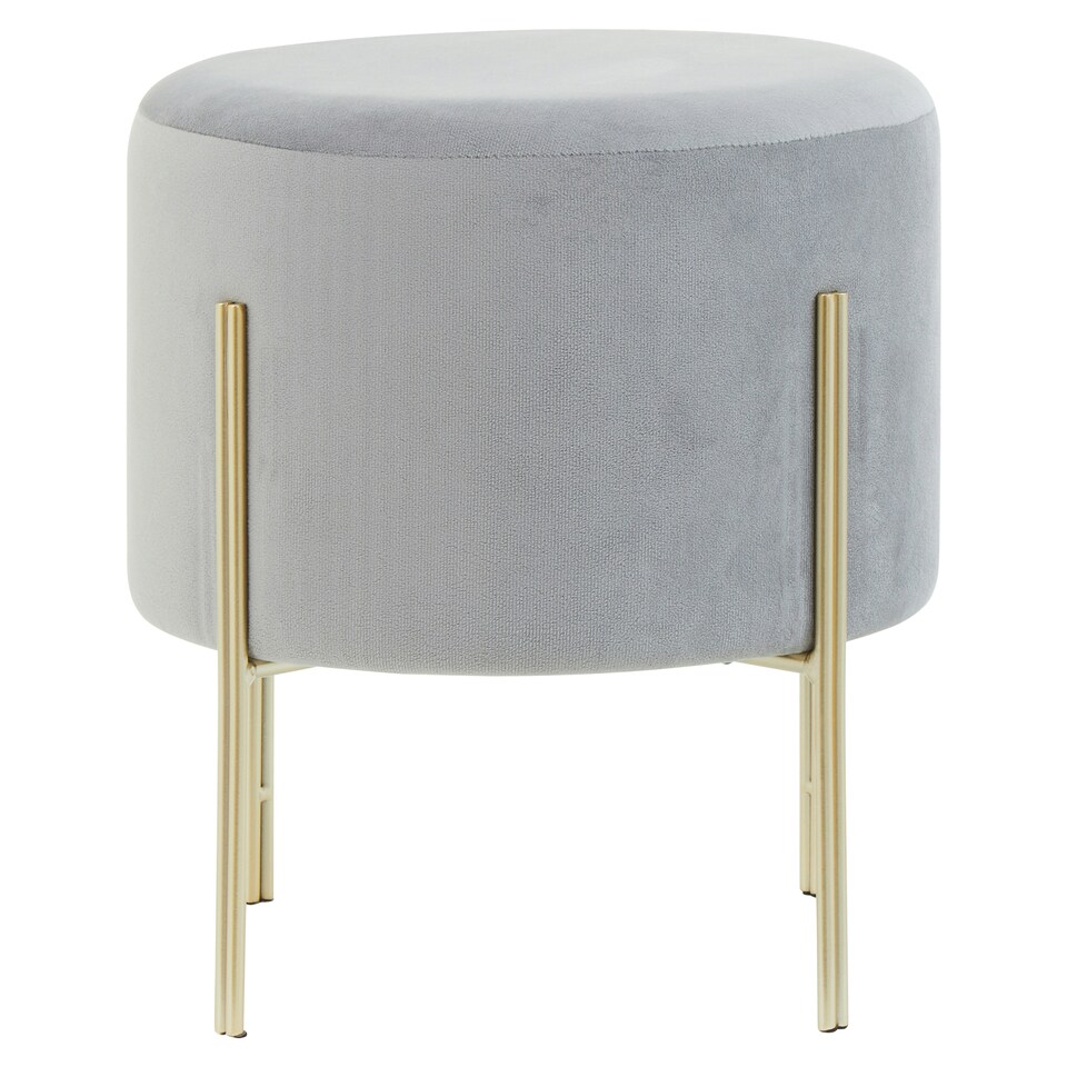 image 1 of Interiors by Premier Hayes Round Grey Velvet Stool