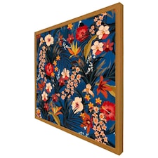 Bright red & orange tropical flowers & plants (Picture Frame) Brown | Oak | M