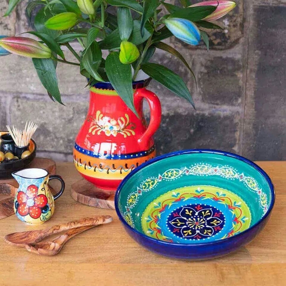 image 1 of Verano Spanish Ceramics Classic Spanish Large Bowl - 30cm Orange/Green Orange | Green