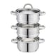image 4 of Cooks Professional 3 Tier Stainless Steel Steamer Pan - Suitable for All Hobs | Silver | 18cm