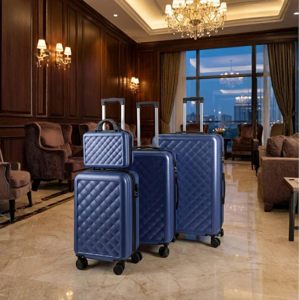 image 1 of Alivio Lightweight 4-Piece ABS Hard-Shell Luggage Suitcase Set (Blue)