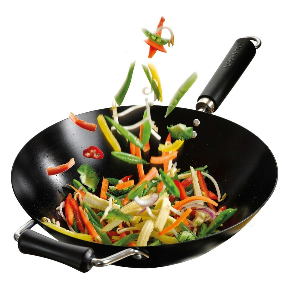 image 1 of Ken Hom Excellence 35cm Non-Stick Carbon Steel Wok