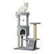 image 6 of PawHut 100cm Cat Condo Tree Tower with Scratching Post, Perch, Light Grey