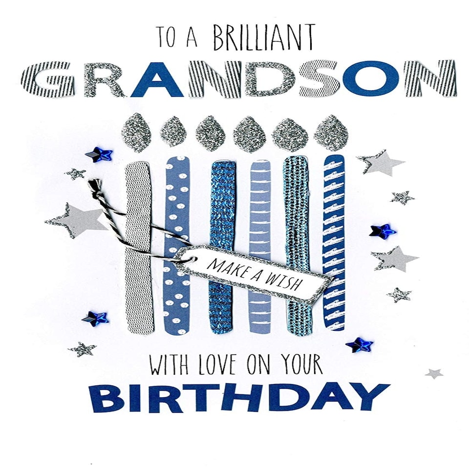 image 1 of Brilliant Grandson Birthday Greeting Card Hand-Finished Champagne Range Cards