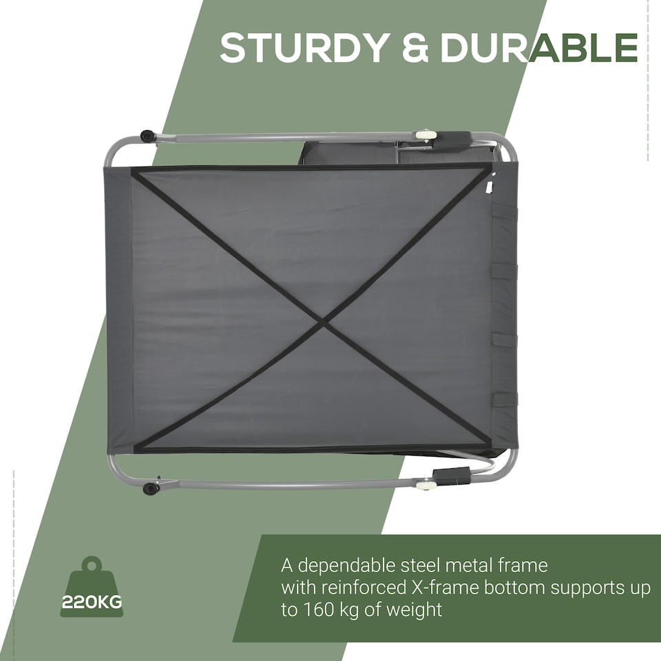 image 1 of Outsunny Double Sun Lounger with Adjustable Detachable Canopy, Portable Garden Daybed for 2 with Wheels, Outdoor Sunbed Hammock with 2 Pillows, 220 KG Max. Load, Grey