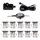 image 1 of Set of 10 - 30mm Black IP67 Cool White LED Decking Kit with Photocell | Black | Clear | 10