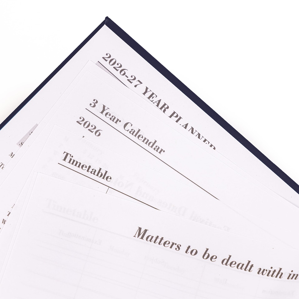 image 1 of 2026 2027 Academic Diary A4 Page a Day - Mid Year Hardback Planner From August 2026 to July 2027 - Student Teacher School Organiser with Ribbon Bookmark (A4, Navy)