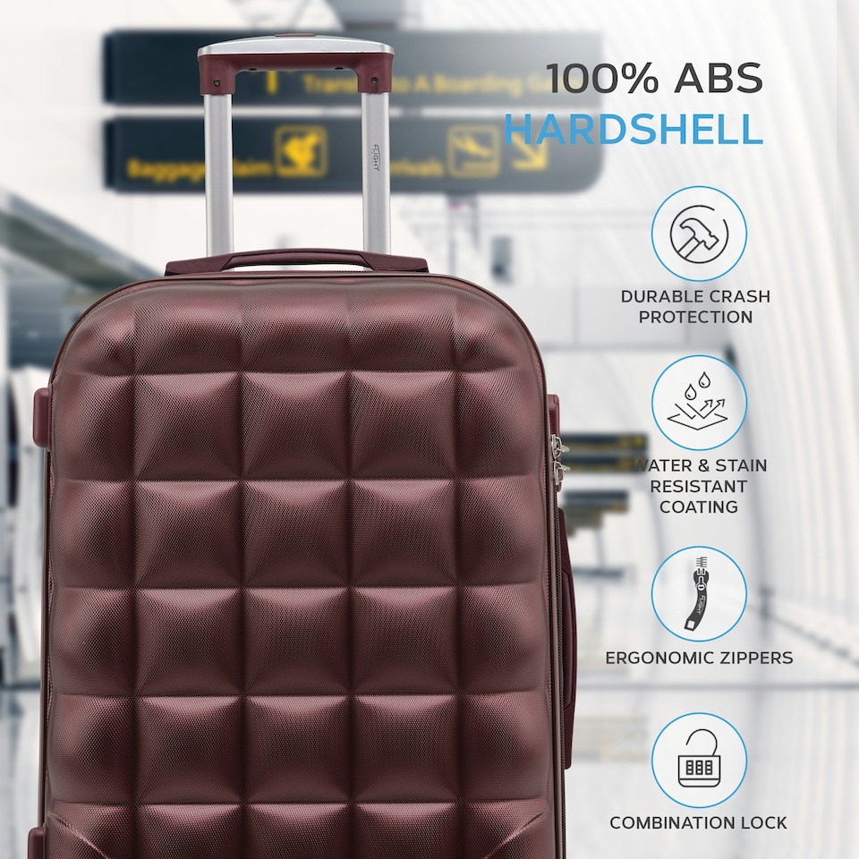 image 1 of Flight Knight Bubble Suitcase Ryanair easyJet Jet2 Approved 8 Wheel Hardcase Suitcases Cabin or Medium & Large Check-in Sizes | Red | Burgundy | Medium