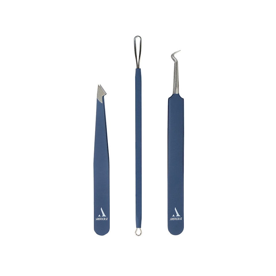 image 1 of Aristocrat 3-Piece Blackhead Remover Set Stainless Steel Extraction Tools