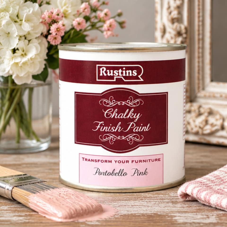 image 1 of Rustins Quick Dry Chalky Finish Paint Portobello Pink 500ml