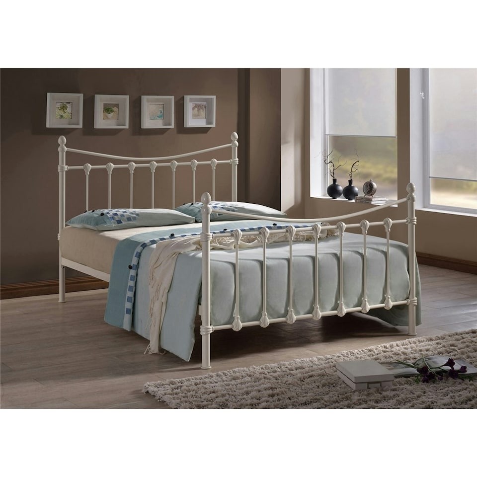 Square Tubular White Metal Bed Frame - Small Double 4ft