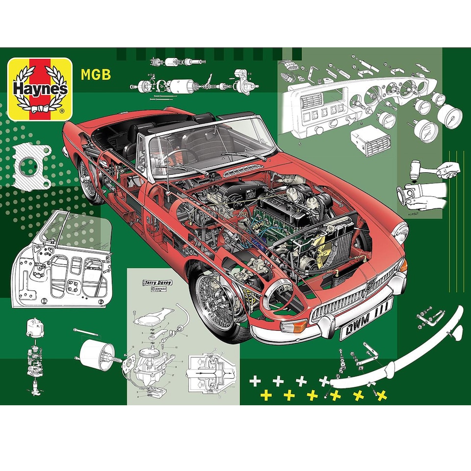 image 1 of Haynes MGB Jigsaw Puzzle  Classic 1962 1980 MGB Roadster  GT Coupe 1000 Piece Jigsaw Featuring Haynes Technical Artwork Engineering Diagrams  British Car History  Gift for Car Lovers | Multi